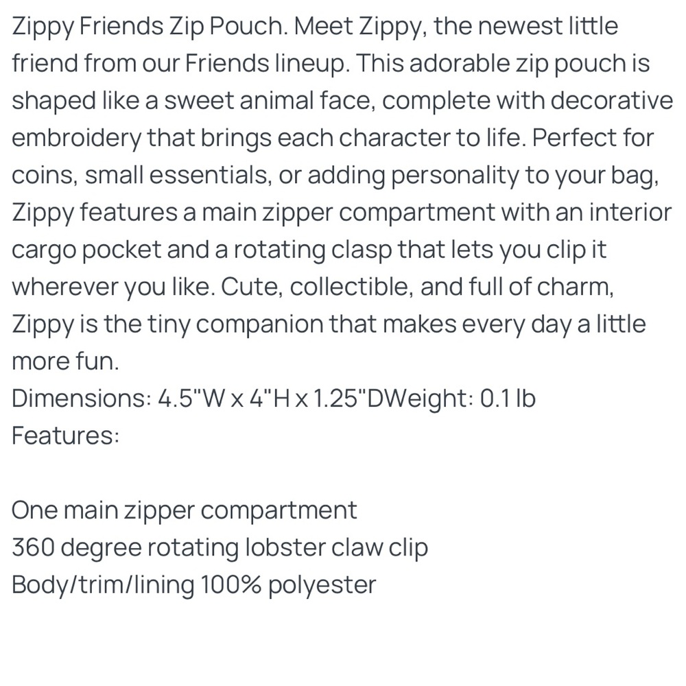 NWT Lug Zippy Friends Pouch-Pig - Picture 3 of 3